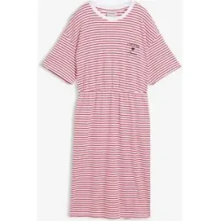 bonprix Gestreiftes Jerseykleid mit Stickereirot 40Damen