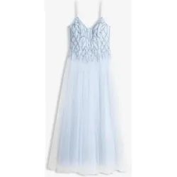 bonprix Abendkleid aus zartem Tüll mit Strasssteinverzierungenblau 40Damen