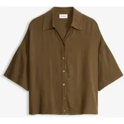 bonprix Kurze Strandbluse aus fließender Viskosegrün 40Damen