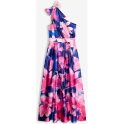 bonprix One-Shoulder-Kleid aus glänzendem Satinblau 32Damen