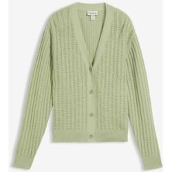 bonprix Ajour-Strickjacke mit Leinenanteilgrün 52Damen