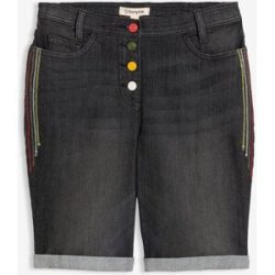 bonprix Jeans Bermuda Mid Waist mit Stickerei und Bequembundschwarz 50Damen