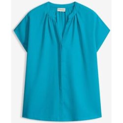 bonprix Kurzarmbluse mit verdeckter Knopfleisteblau 48Damen