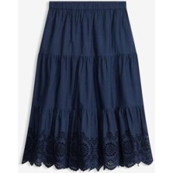 bonprix Stufenrock mit Lochstickereiblau 44Damen
