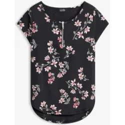 bonprix Blusenshirt Dezente Oversize Passform, mit kurzem Reissverschluss