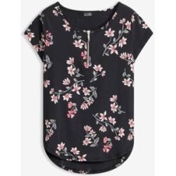 bonprix Blusenshirt Dezente Oversize Passform, mit kurzem Reissverschluss