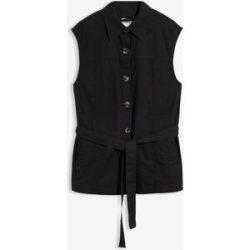 bonprix Weste mit Gürtel, aus Baumwolleschwarz 46Damen
