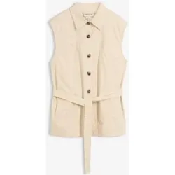 bonprix Weste mit Gürtel, aus Baumwollebeige 50Damen