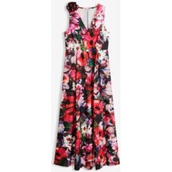 bonprix Abendkleid aus strukturiertem Crepe mit Blumen-Applikationschwarz 40Damen