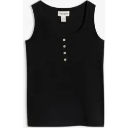 bonprix Hüftlanges Ripp-Topschwarz 36Damen