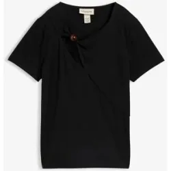 bonprix T-Shirt aus fließendem Viskose-Mixschwarz 40Damen