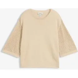 bonprix Pullover aus Baumwoll-Leinen-Mixbeige 52Damen