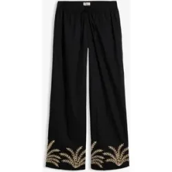 bonprix Palazzo-Hose mit Stickereischwarz 48Damen