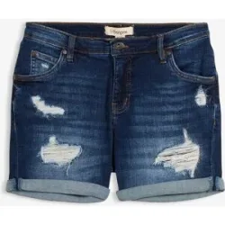 bonprix Jeansshorts Mid Waist mit Destroy- Effektenblau 36Damen