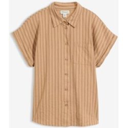 bonprix Kurzarmbluse aus Leinen-Viskose-Mixbeige 46Damen