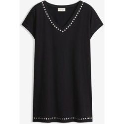 bonprix Longshirt bequeme Passform, mit Nietenapplikation, Kurzarm-Design