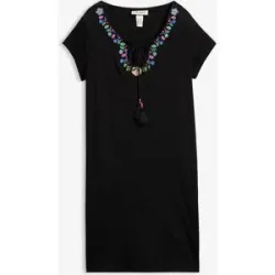 bonprix Flammgarn-Jerseykleid aus reiner Baumwolleschwarz 36Damen