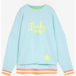bonprix Sweatshirt, loose fit Passform, mit Neon-Details, aus 100% Baumwolle, Langarm