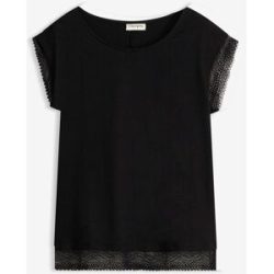 bonprix T-Shirt bequeme Passform, überschnittene Schultern, mit Spitzendetails