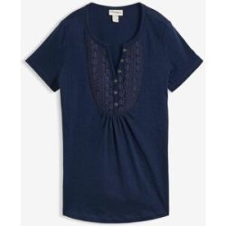 bonprix Baumwoll Flammgarn-Shirt, Kurzarmblau 36Damen