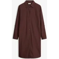 bonprix Hemdblusenkleid aus Baumwoll-Popelinebraun 36Damen