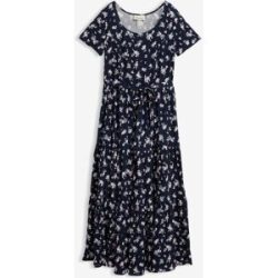 bonprix Maxikleid aus reiner Baumwolle, Loose Fit, Kurzarm-Design, mit Allover-Muster