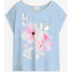 bonprix Shirt mit Webeinsatzblau 48Damen