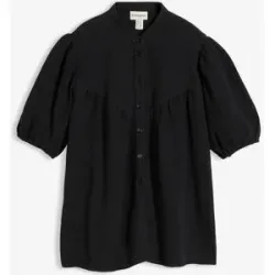 bonprix Kurzarmbluse aus luftigem Musselinschwarz 46Damen