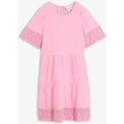 bonprix Kleid aus Musselin mit Lochstickereirosa 44Damen