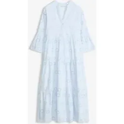 bonprix Midikleid aus reiner Baumwolle mit Lochstickereiblau 36Damen