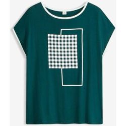 bonprix Shirt mit Kontrast Pipinggrün 40Damen