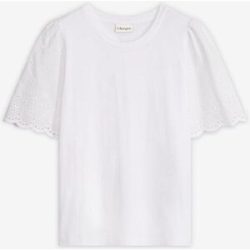 bonprix Shirt aus softem Viskose-Mix mit Lochstickereiweiß 36Damen