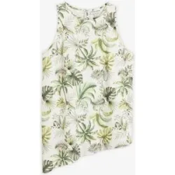 bonprix Bedruckte Bluse aus Leinen-Mixweiß 40Damen
