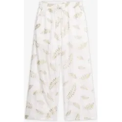 bonprix Palazzo-Hose aus reiner Baumwolle mit Stickereiweiß 42Damen