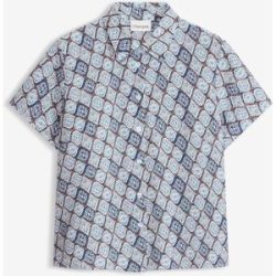 bonprix Kurzarmbluse mit Viskoseblau 44Damen