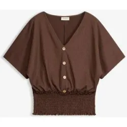 bonprix Shirt aus strukturiertem Crêpebraun 48Damen