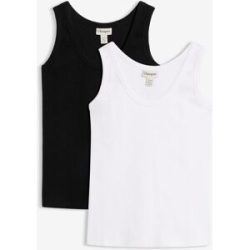 bonprix Ripp-Top mit Bio-Baumwolle (2er Pack)weiß 36Damen