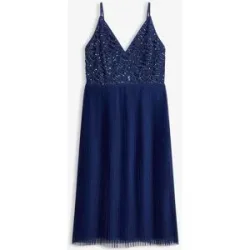 bonprix Midikleid mit Plissee-Rock und Paillettenstickereiblau 48Damen
