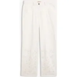 bonprix Twillhose aus Baumwoll-Mix mit Broidery Anglaiseweiß 48Damen