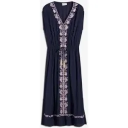 bonprix Midikleid aus Viskose, mit feiner Stickerei, ausgestellte Passform