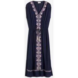 bonprix Midikleid aus Viskose, mit feiner Stickerei, ausgestellte Passform
