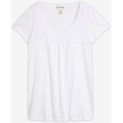 bonprix T-Shirt bequeme Passform, mit Spitzenapplikation in Häkel-Optik, aus Baumwolle