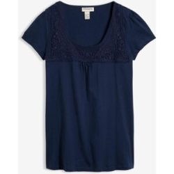 bonprix T-Shirt bequeme Passform, mit Spitzenapplikation in Häkel-Optik, aus Baumwolle
