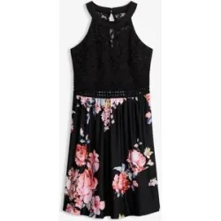 bonprix Jerseykleid mit Spitzeschwarz 42Damen
