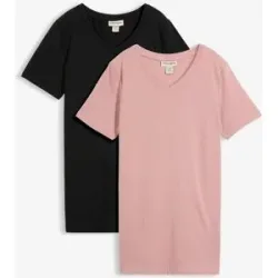 bonprix Longshirt mit V-Ausschnitt (2er Pack)schwarz 44Damen