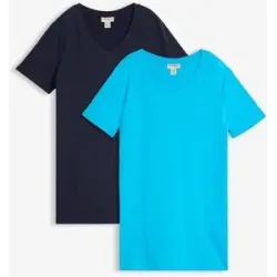 bonprix Longshirt mit V-Ausschnitt (2er Pack)blau 44Damen