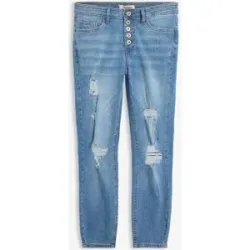 bonprix Skinny-Jeans, Mid Waist, Destroyedblau 50Damen