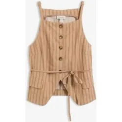 bonprix Blazerweste aus kühlendem Leinen-Mixbeige 48Damen