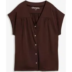 bonprix Shirtbluse aus Viskose Piquébraun 48Damen