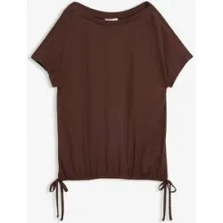 bonprix T-Shirt mit fließender Viskosebraun 48Damen
